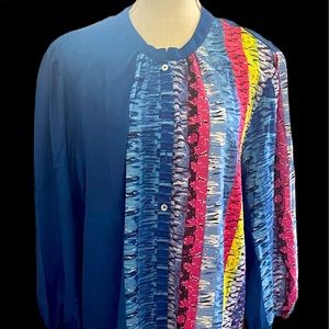 Ladies retro striped rayon blouse